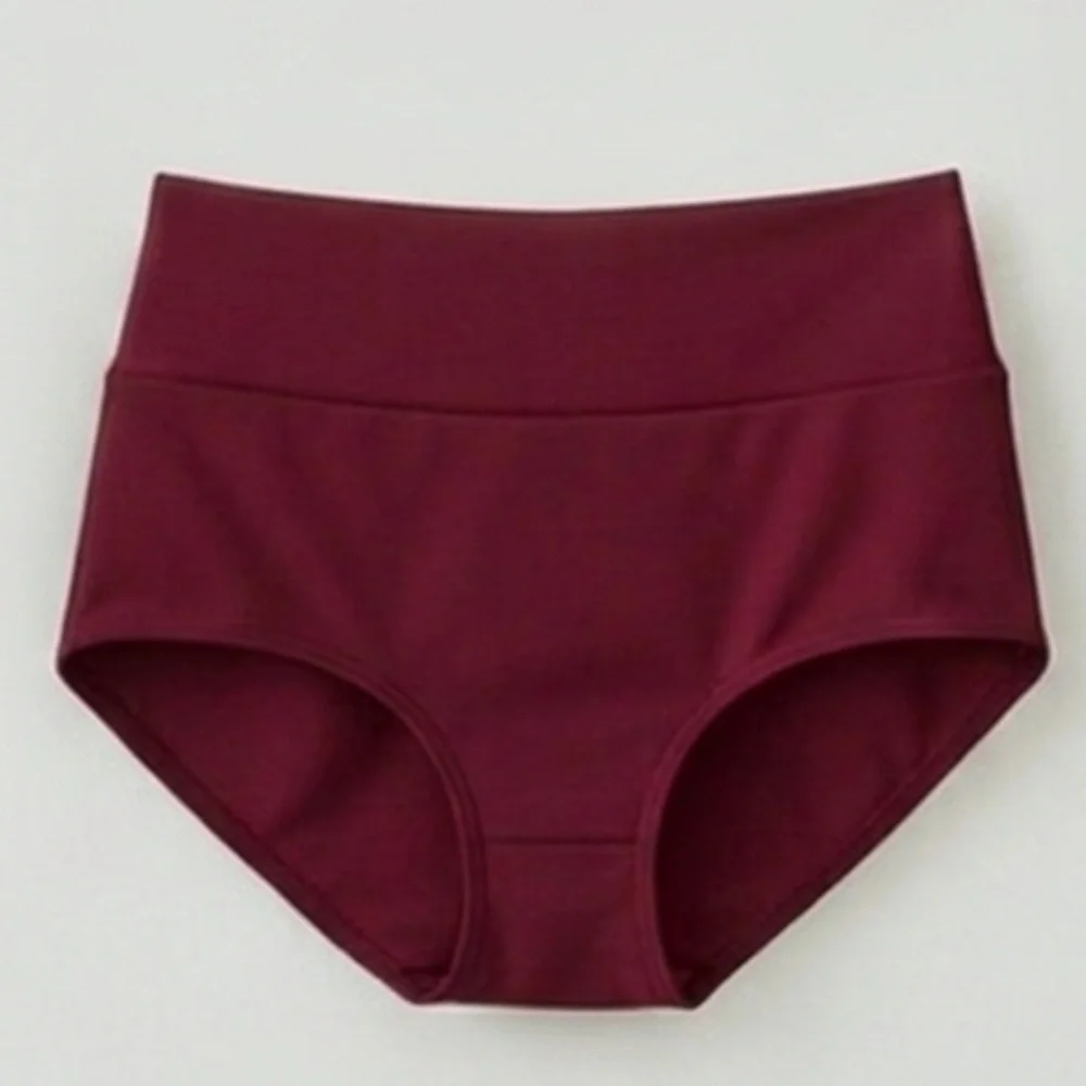 CM Baltogs Burgundy Mesh Long Sleeve Crop Top and High Waist Briefs Set